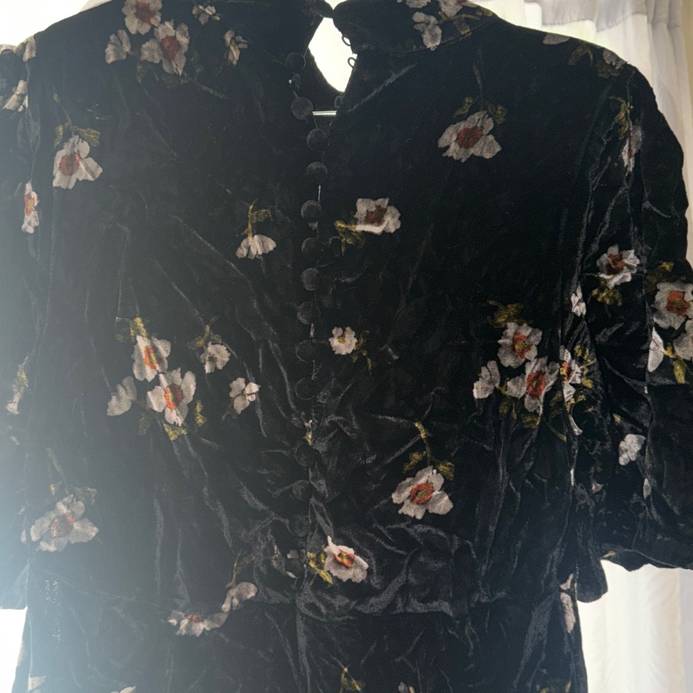 Floral Black Velvet Dress - Picture 5 of 6